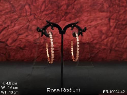 Rose Rodium Polish Cz Ad Jewelry Party Wear Western look Fancy Cz Ad Earrings 
