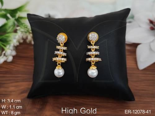 CZ AD Jewelry High Gold Polish Designer Wear CZ AD Tops Studs Earrings