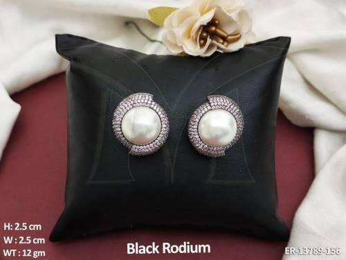 American Diamond Attractive Style Black Rodium Earring