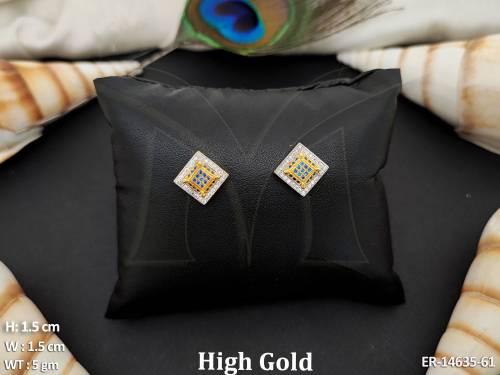 CZ AD Full Stone High Gold Polish Party wear Earrings   — ER-14635-61