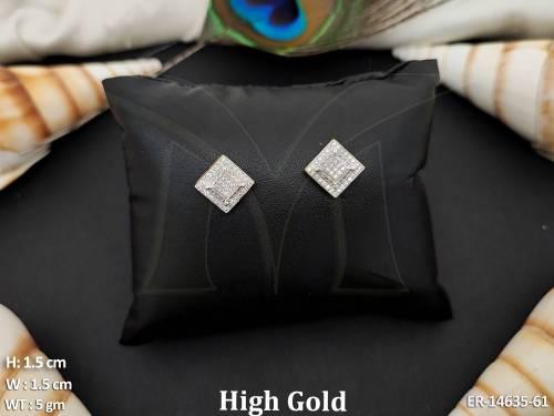 CZ AD Full Stone High Gold Polish Party wear Earrings   — ER-14635-61