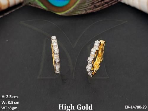 American Diamond CZ Full Stone High Gold Polish Beautiful Earrings  
