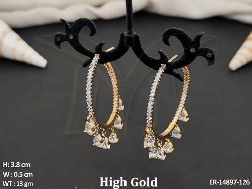 Designer AD CZ Full Stone High Gold Polish Party Wear  Earrings  