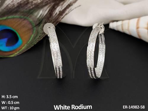 Designer Fancy Style White Rodium Polish Full Stone Fancy Style Earrings  
