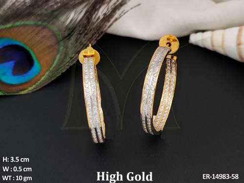 American Diamond High Gold Polish Party Wear Full Stone Earrings 