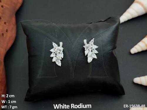 Glamorous American Diamond Jewellery white Rodium Polish Perfect for Party Wear Earrings