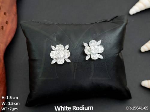 Elegant American Diamond  Jewellery White Rodium Polish Classic Beauty Designer Earrings 