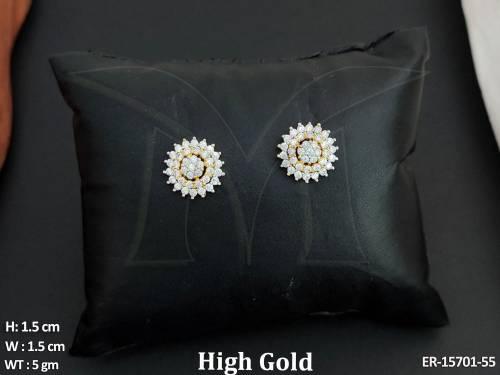 Stylish American Diamond Jewellery High Gold Polish Earrings Ideal for Festive Glamour