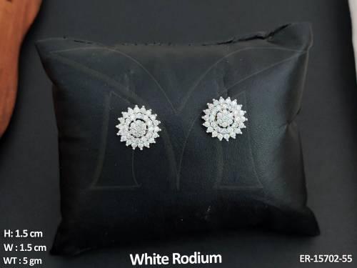 Shimmering American Diamond Jewellery white Rodium Polish A Must-Have for Parties Earrings