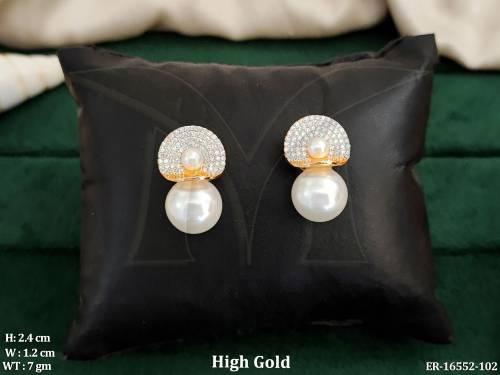 American Diamond High Gold Polish Design Party Wear  Earrings  