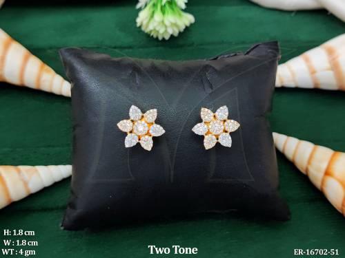 American Diamond  Two Tone Polish Party Wear Earrings   