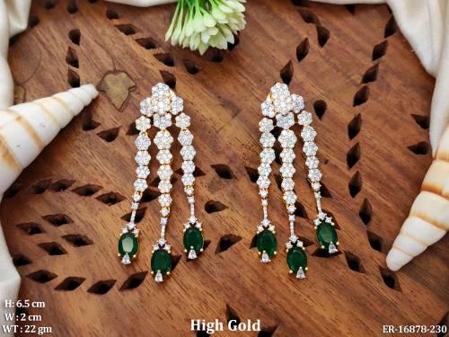 Beautiful High Gold Polish Full Stone Earrings  