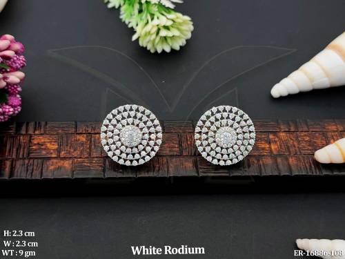 Beautiful White Rodium Polish Fancy Earrings   