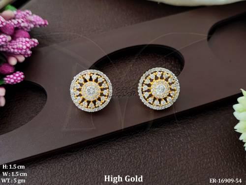 Beautiful High Gold Polish Design Party Wear Studs Tops  Earrings  