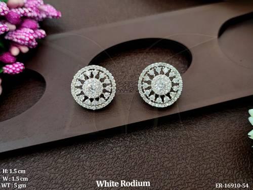 Designer White Rodium Polish Tops Earrings 