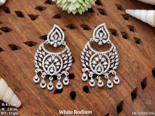 Beautiful White Rodium  Party Wear Earrings  
