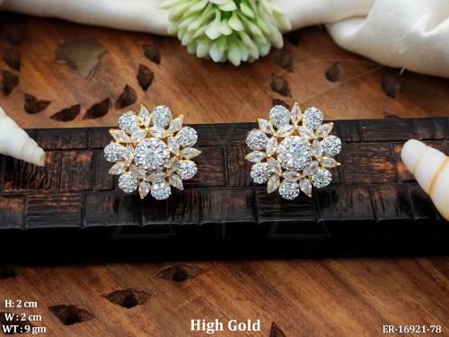 CZ Stone High Gold Tops Party Wear Earrings  