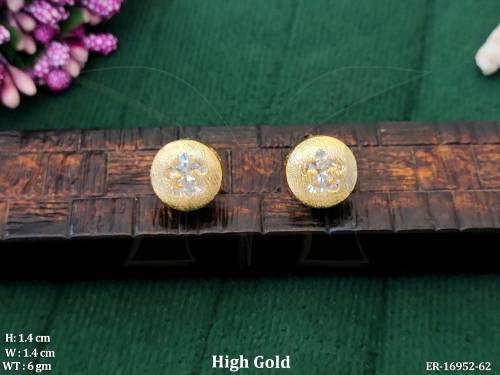 Full CZ AD Stone High Gold Polish Party wear Earrings   