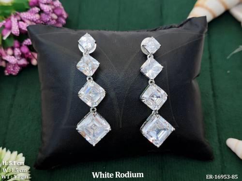 Beautiful AD Full Stone White Rodium Party Wear Earrings  