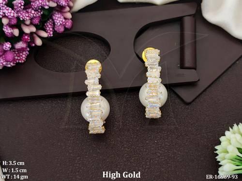 Designer Full Stone High Gold Polish Party Wear Earrings   