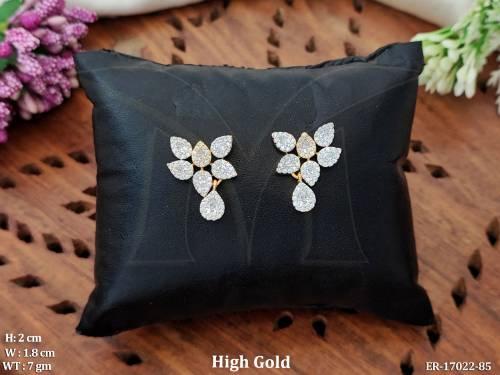 Design Full Stone High Gold Polish Fancy Style Earrings  