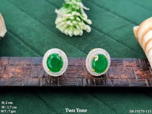 Two Tone American Diamond Stud Earrings