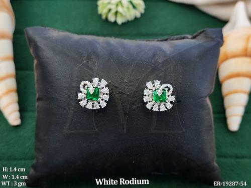 White Rhodium  AD Stud Earrings for Women