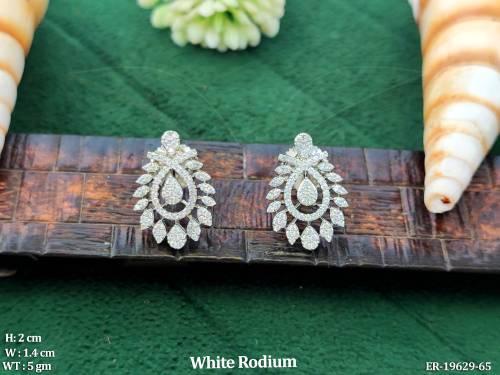 Elegant American Diamond White Rodium Polish Earrings