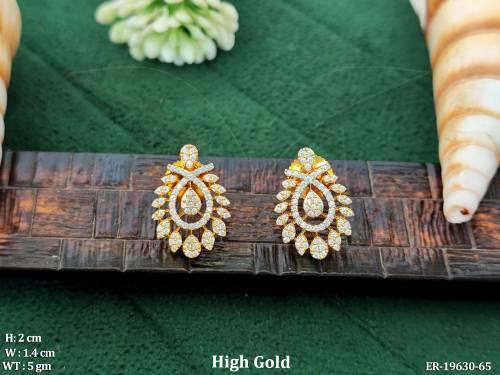 Designer AD CZ Diamond Look Leaf Style Stud Earrings