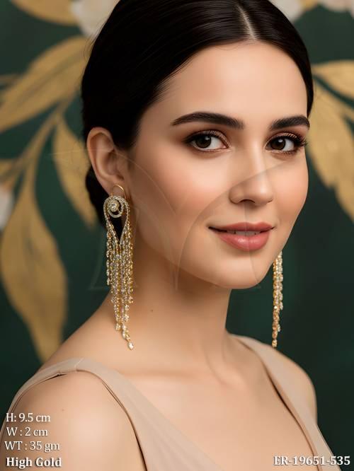 Designer Long AD Dangler Earrings for Women