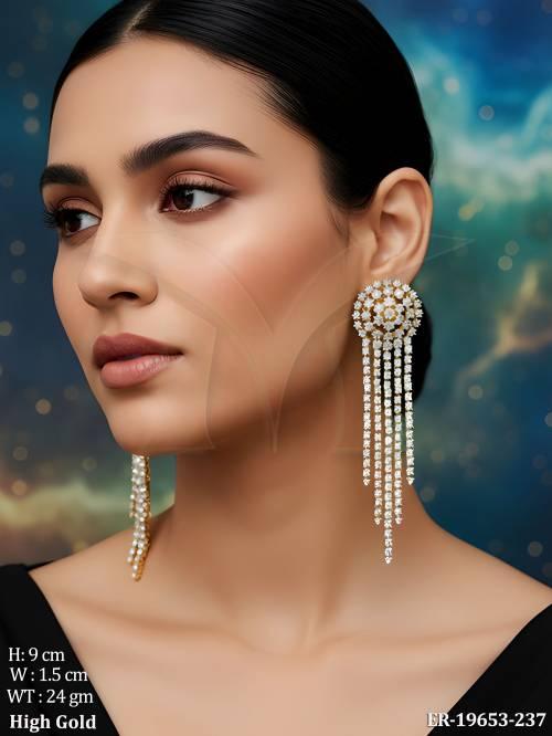 High Gold American Diamond Dangler Earrings
