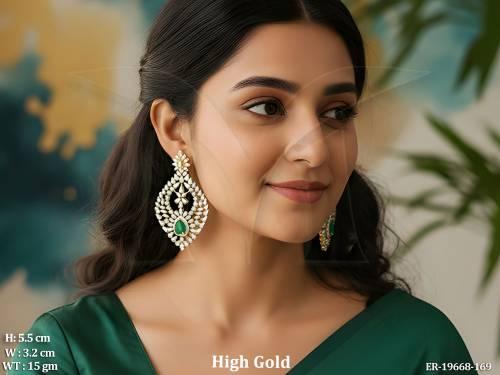 American Diamond High Gold Designer AD Earrings for Women