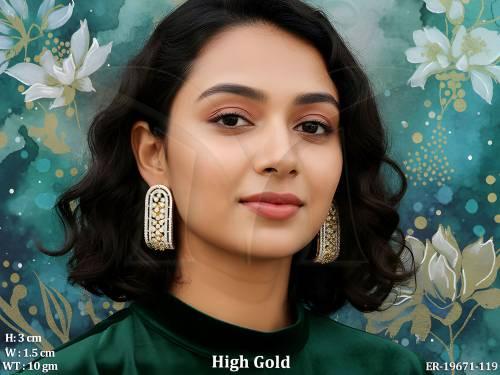 Premium High Gold American Diamond Designer Stud Fancy Party Wear Earrings