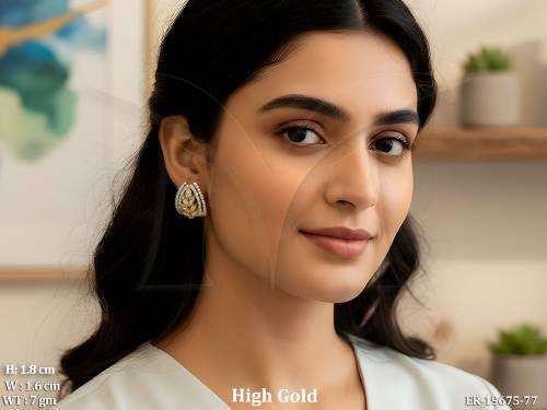 Designer High Gold Stylish Daily Wear Diamond Look Earrings
