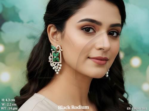 Premium Black Rhodium Ethnic Earrings Pearl Drop Designer Earrings