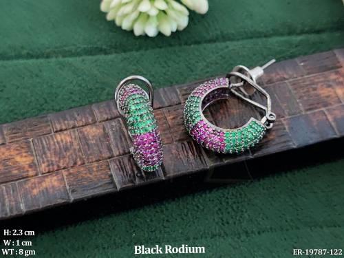Premium Black Rhodium Party Wear Earrings