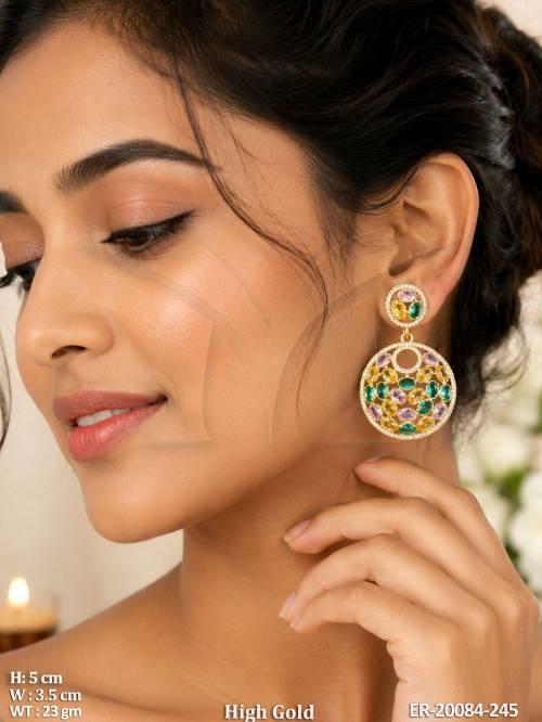Floral Multicolor High Gold Finish Earrings