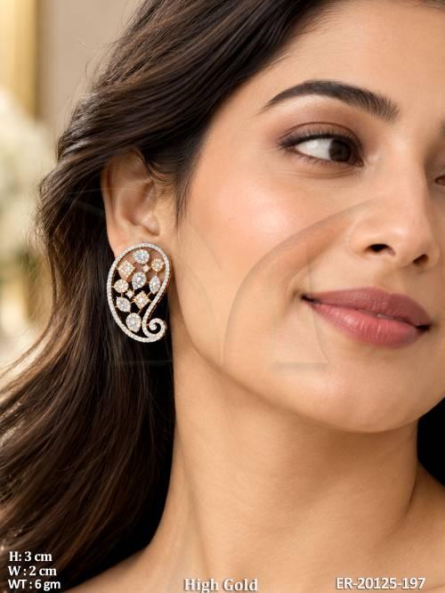 Elegant Diamond Paisley Statement Earrings