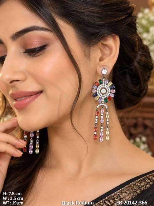 Designer Black Rodium Statement Earrings