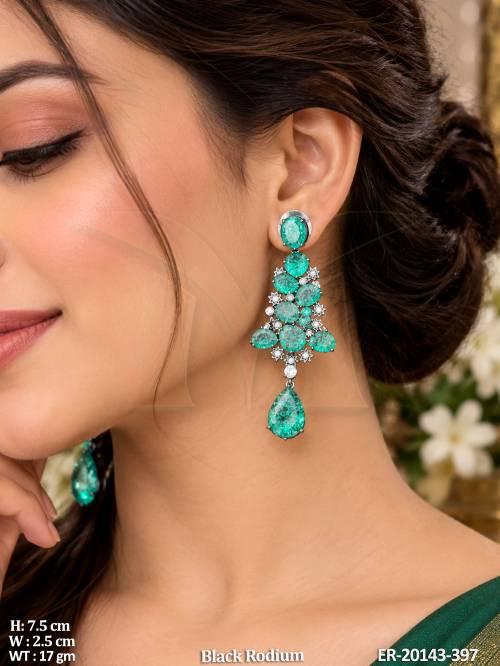 Elegant Full Stone Floral Dangle Earrings
