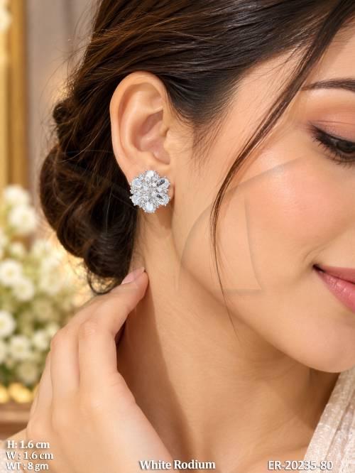 American Diamond Floral Stud Earrings