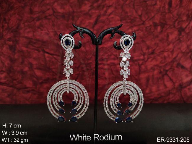 Cz /  Ad full Stones Party wear Designer Long Earring