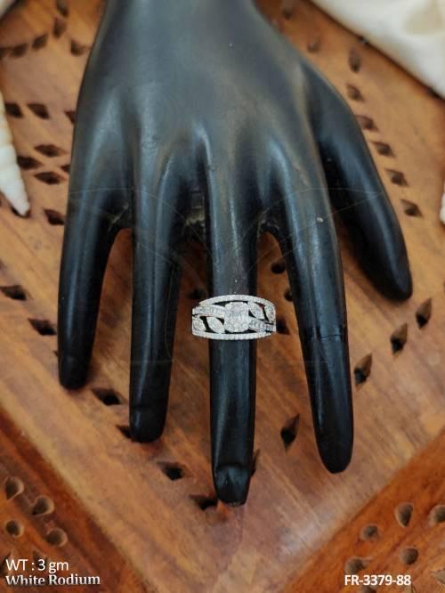 CZ Full Stone White Rodium Polish Finger Rings  
