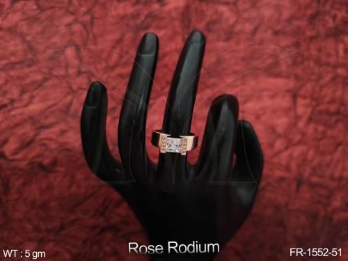 Rose Rodium Polish Fancy Style Party wear Beautiful Cz Ad Stones American Diamond Jewellery Finger Ring