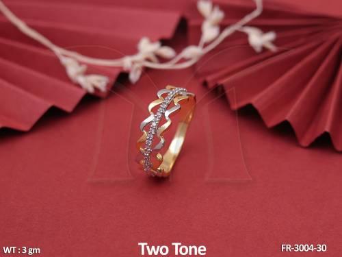 Beautiful AD CZ Stone Two Tone Polish Fancy Design Finger Rings