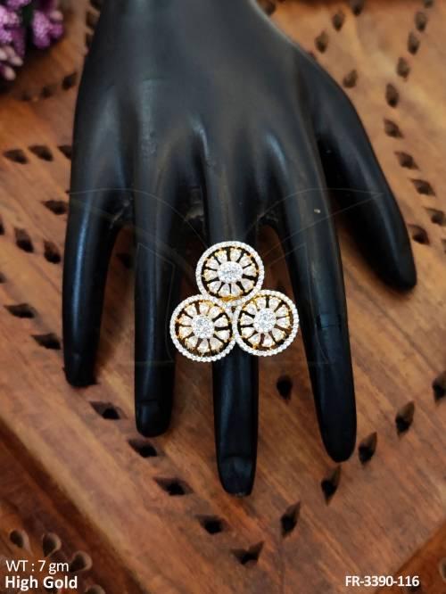 American Diamond  High Gold Polish Party Wear Finger Rings   