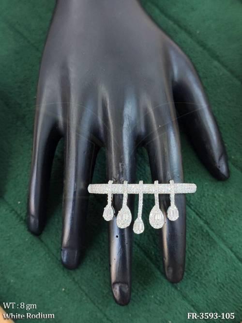 CZ Full Stone White Rhodium AD Design Finger Ring