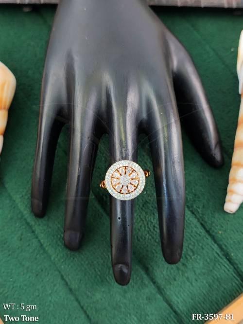 Designer Two Tone Polish Kundan Style Finger Ring