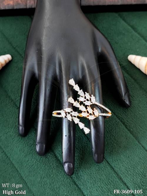 American Diamond High Gold Polish CZ Stone Finger Rings