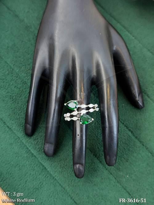 Elegant American Diamond Adjustable Ring White Rhodium Party Wear Ring